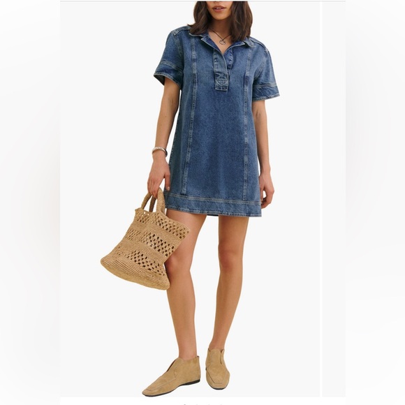 Reformation Dresses & Skirts - REFORMATION Blue Denim Clark Mini Dress XS